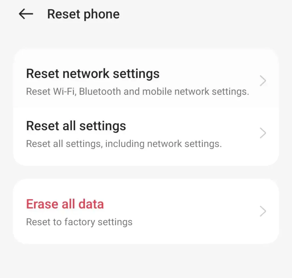 explains about how to reset phone